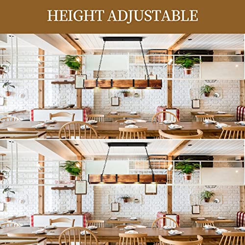 Pool Table Light, 4-Lights Rustic Wood Chandelier Kitchen Island Lighting, Farmhouse Dining Room Pendant Light Fixture,Height Adjustable Pool Table Lights Billiard Lights #TOP5