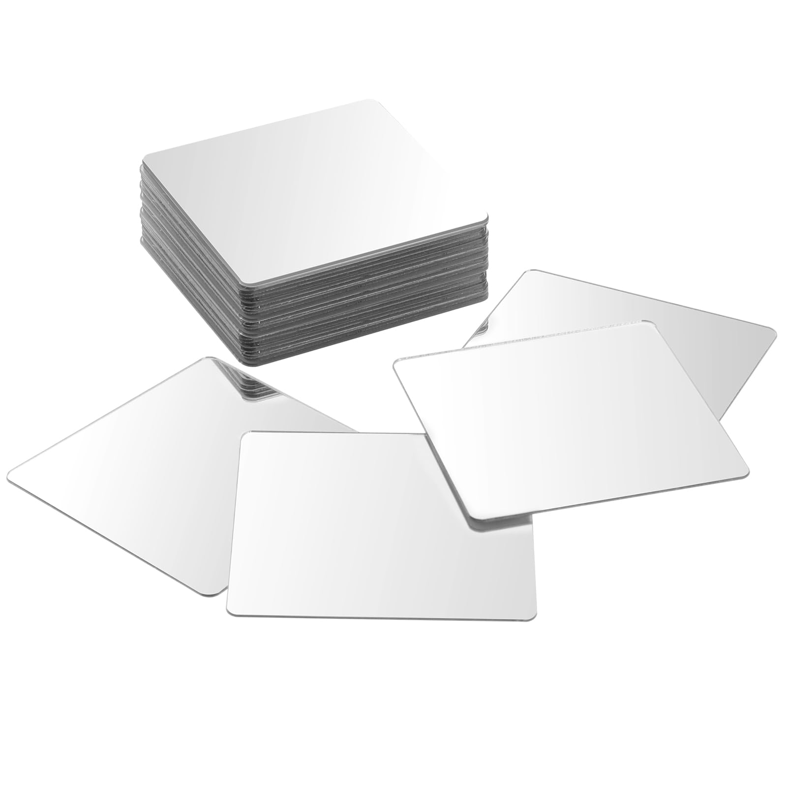 2 x 2 Inch Mini Size Acrylic Square Mirror, 50 Pcs Adhesive Small Mirrors for Crafts, Acrylic Mirror Wall Stickers for Wall and Table Decor, DIY Home Projects, Decorations, Arts and Crafts Supplies