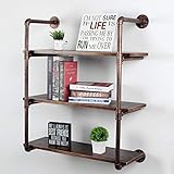 MBQQ Industrial Retro Pipe Shelf 30in 3 Tier Wall Mounted,Rustic Floating Shelves,Farmhouse Kitchen...