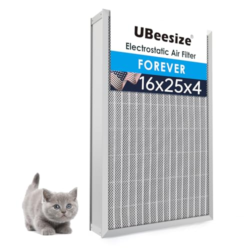 UBeesize 16x25x4 Reusable Electrostatic Air Filter HVAC AC Furnace Filter,Washable, Lasts a Lifetime,Permanent Air Filter,Breathe Fresher,Home And Office(Actual Size:15.35x24.37x3.58Inch) by UBeesize - Used condition - US$57.29