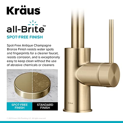 Kraus Oletto Single Handle Kitchen Bar Faucet With Quickdock Top Mount Installation Assembly In Spot Free Antique Champagne Bronze, Kpf-2600Sfacb,12 1/2 Inch #TOP3