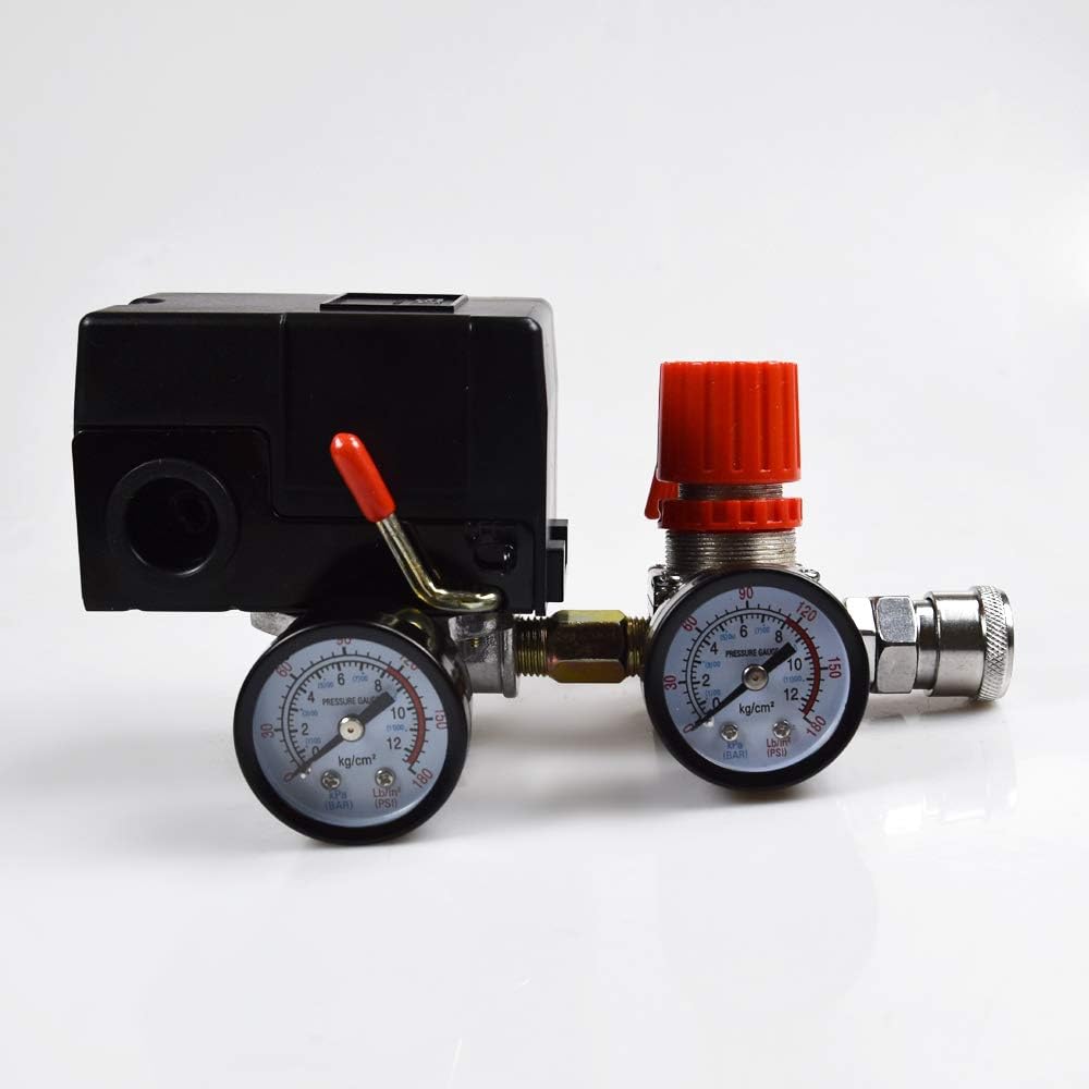 Air pressure regulator Air compressor pressure regulator with dial, 0-175 PSI air meter is suitable for replacement parts of air compressor (four-way valve) : Tools & Home Improvement