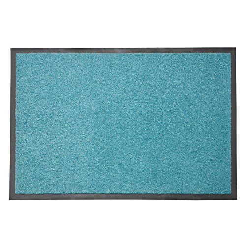 Floordirekt Schmutzfangmatte Monochrom | Fussmatte in 10 Größen & 8 Farben | Türmatte für innen & außen (60 x 180 cm, Türkis)
