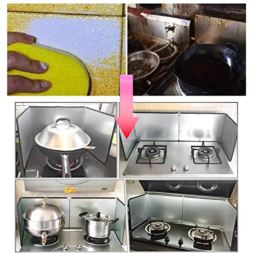 Placa de protección contra salpicaduras grande para pared de cocina y sartenes plegable 4