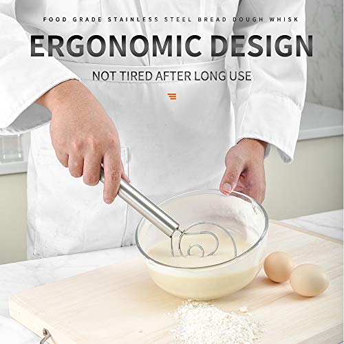 Foto von Danish Teig-Schneebesen 30,5 cm großer Mixer Mixer Admixer für Kuchen, Dessert, Brot, Pizza, Gebäck, Lebensmittel-Handgeschirr, hochwertiges 304 Edelstahl – ideal als Geschenk Dänischer Teigbesen