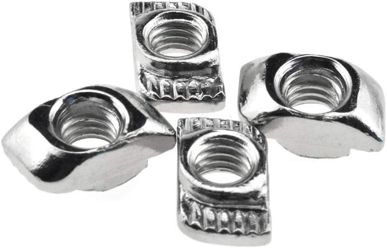 Sliding T Slot Nuts 4040 Series M4 24 Pack Drop in T Nuts Carbon Steel Nickel Plated Half Round Roll in Sliding 8mm Slot Aluminum Profile Accessories for T Slot Aluminum Profile 40 x 40 Series