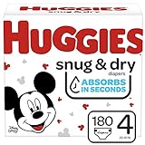 Huggies Snug & Dry Baby Diapers, Size 4, 180 Ct, One Month Supply
