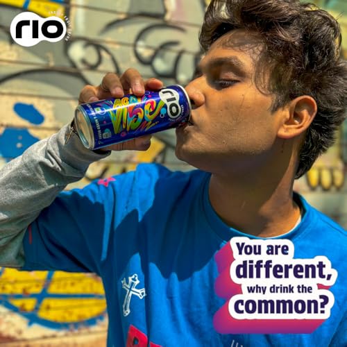Image of Rio Acai Berry Vibe Bubbly Fruit Drink Can | Soft Drink | Exotic Fruit Juice + Fizz | Rich in Vitamin C and Honey | Pack of 24 | 250 ml