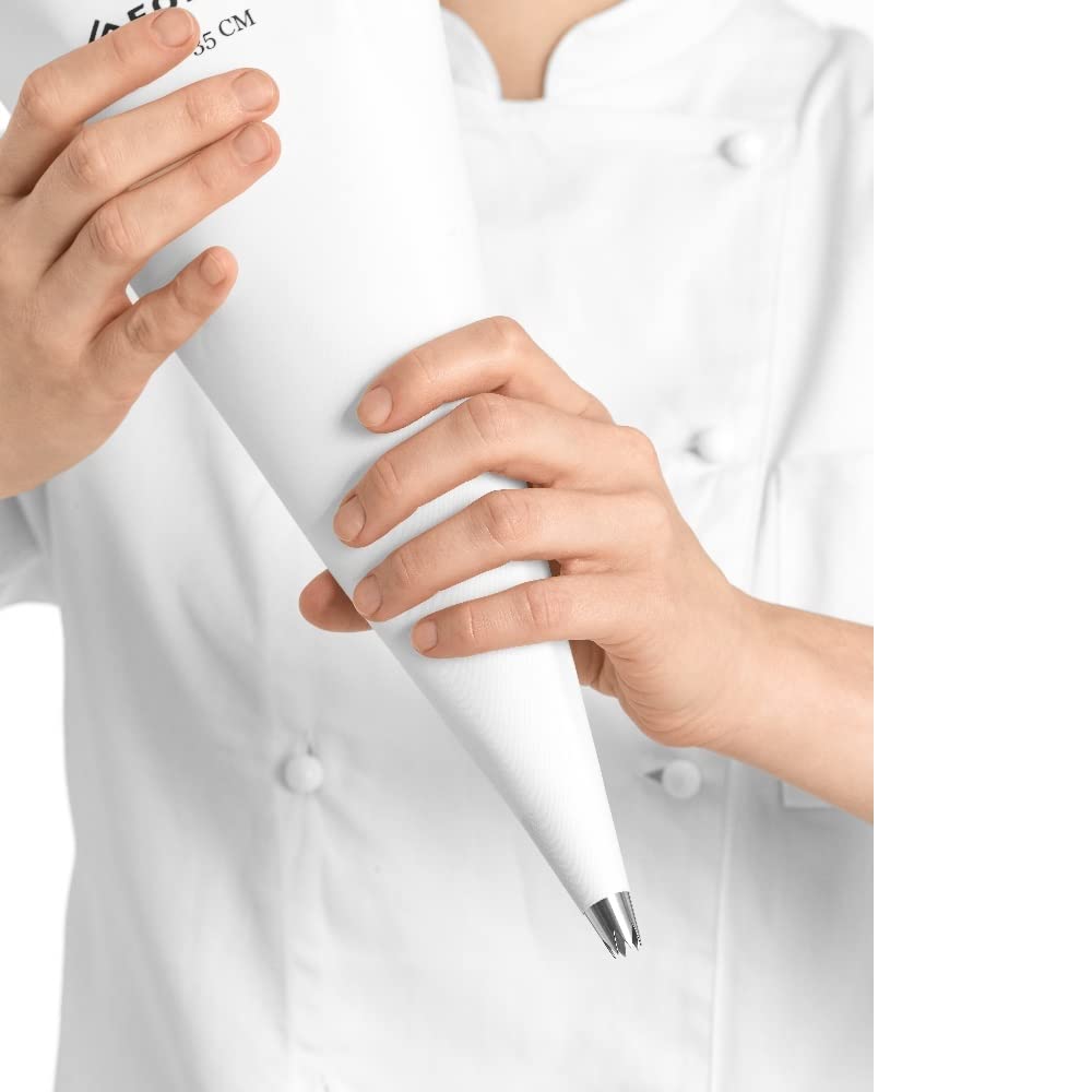 DOMUS 2 katoenen spuitzakken 6 grote spuitmonden inox – premiumset voor taartdecoratie met eBook idee