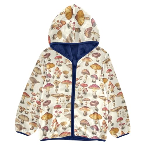 CHIFIGNO Vintage Mushroom Toddler Fleece Jacket Light Jacket Warm Winter Jackets for Toddlers for Baby Boys Girls 3-10Y