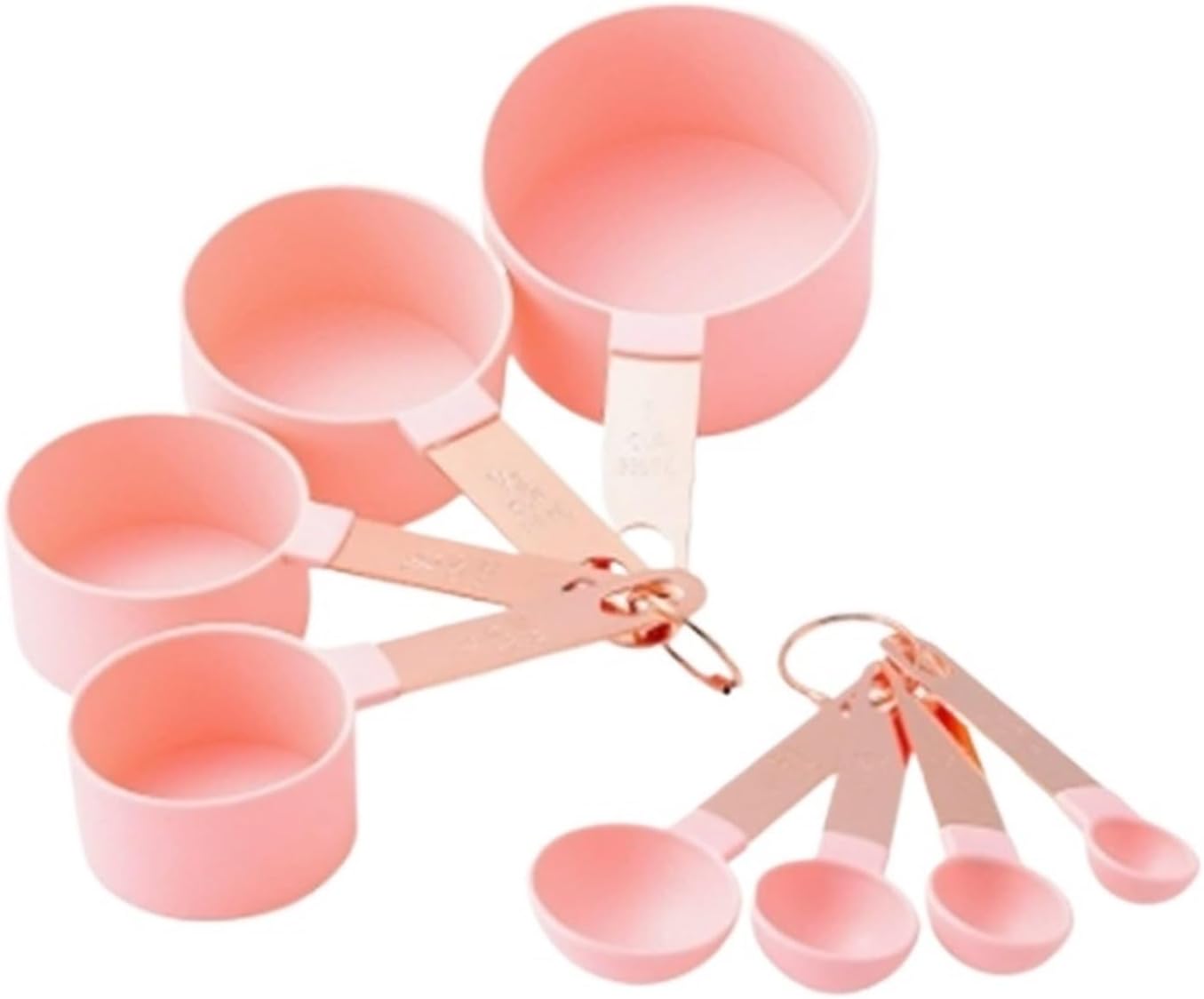 1set Measuring Cup And Spoon Set, Stackable Cups And Spoons, Nested With Stainless Steel Handles, Kitchen Gadgets(Pink)