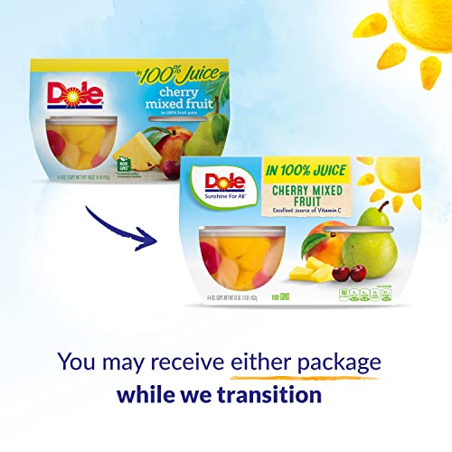 Dole Fruit Bowls Cherry Mixed Fruit In 100% Juice, Gluten Free Healthy Snack, 4 Oz, 4 Cups #TOP1