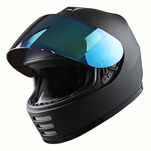 WOW Motorcycle Full Face Helmet Street Bike BMX MX Youth Kids Matt Black - Thumbnail 4