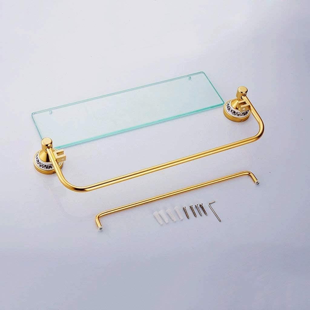 Bathroom Glass Corner Shelf with Towel Bar Wall Mount Extra Thick Tempered Rack