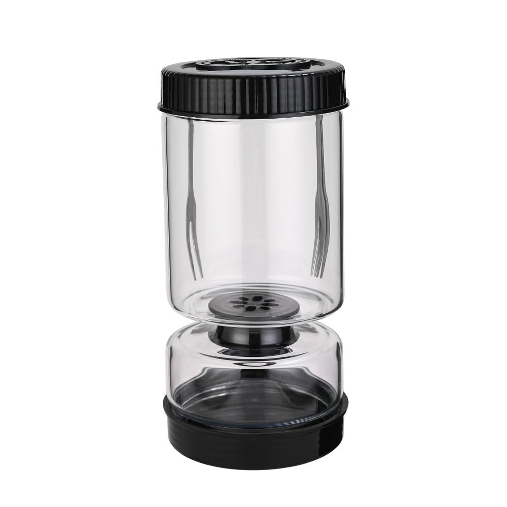Tarro de cristal para encurtidos, dispensador seco y húmedo, tarro de reloj de arena de aceitunas y pepinillos, a prueba de fugas para el hogar, en escabeche Kimchi (negro)