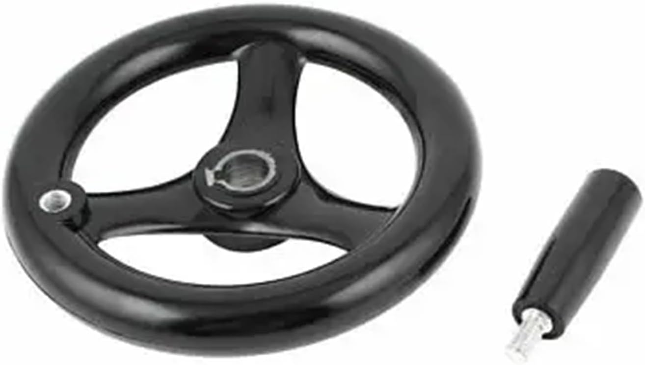 16mm x 160mm Black Bakelite 3 Spoked Handwheel Hand Wheel w Handle for Lathe