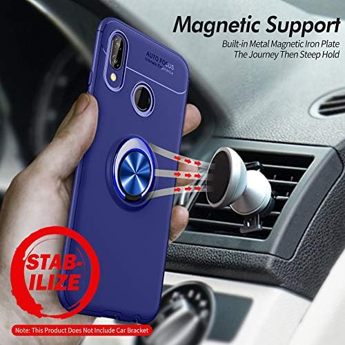 Phone Case for Huawei P Smart 2019 / Honor 10 Lite with Tempered Glass Screen Protector Cover Magnetic Stand Ring Holder Accessories Slim Shockproof Silicone Huwai Hawaii Hwauei Psmart Ten Girls Blue