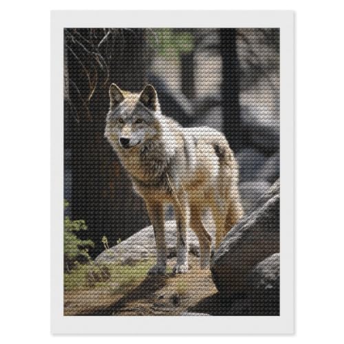 Kit de peinture diamant 5D loup PNOMEDPKJ broderie d'art mural pour adulte
