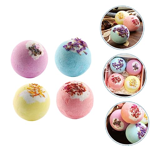 Beavorty 4 Pçs Bolas De Sal De Banho Floral Orgânico Lavagem Corporal Feminina Sal Marinho Orgânico