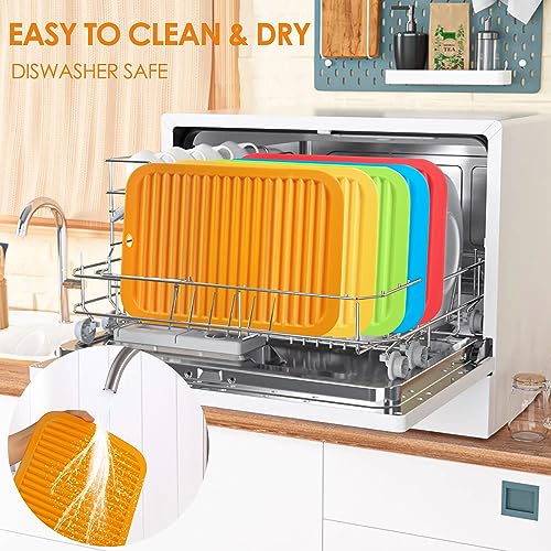 Image of 5 Pack Silicone Trivets for Hot Pots and Pans, 9 * 12Inch SiliconeTrivet for HotDishes, Colorful Heat Resistant Silicone Mat, Non-Slip Hot Pads Pot Holders for Kitchen Counter Hot Plate Mat
