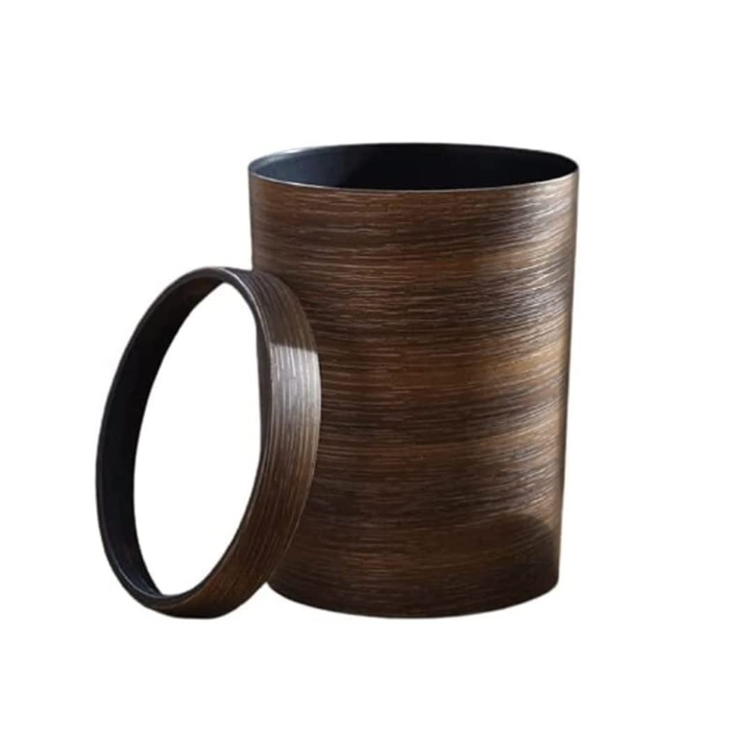 Mülleimer Retro Pressring Kunststoff Mülleimer Mimetische Holzmaserung Mülleimer Für Küche Haushalt Büro Abfall & Recycling Küche(13l/3.4gal)