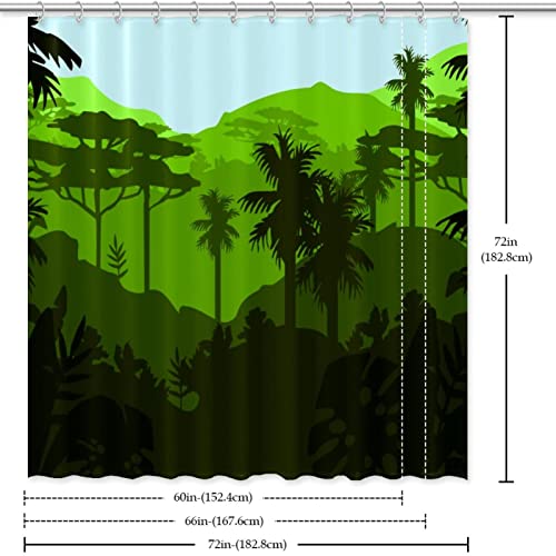 Rideau de douche forêt tropicale 183x183 anti-projections d'eau - 7
