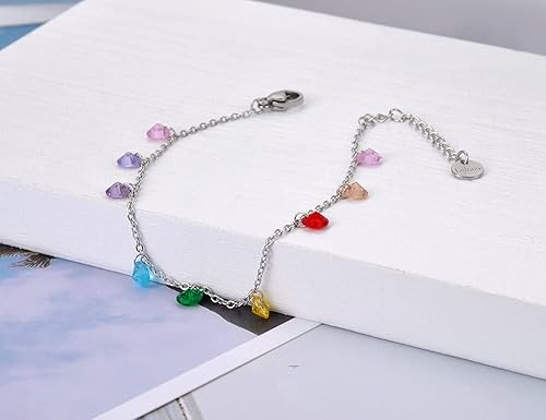 Miniatura 4 de Gargantilla bohemia de acero inoxidable de colores con circonita cúbica y arco iris para mujer, delicada cadena de oro de 14 quilates con cuentas de