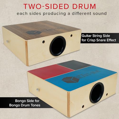 Image of Kadence C-69 Heartbeat Dual Sided Travel Cajon | Bongo & String Effects | Birch Wood Body & Walnut Head | Compact Instrument with Detachable Strap | Includes Learning Course | Multicolor
