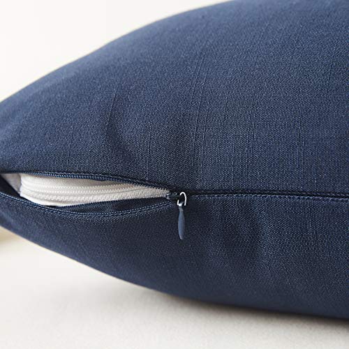 Longhui Bedding Linen Blend Throw Pillow Cover, Navy Blue 18” X 18” Decorative Pillows, Set Of 2, Zippered Square Sofa Couch Bed Cushion Pillowcases #TOP5