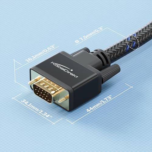 KabelDirekt – Kabel VGA do VGA – 1 m – zapewniający maksymalną jakość obrazu dzięki wysoce czystym przewodom miedzianym (spleciony, Full HD, łączy komputer z monitorem/D-Sub 15)