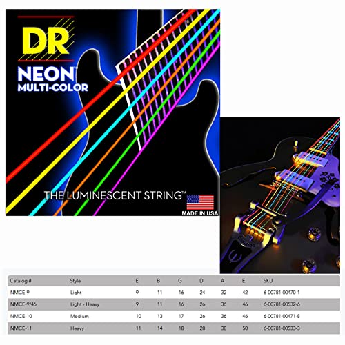 DR NMCE10PACK – Pack de 2 jeux de cordes guitare électrique Neon multicolore – Médium 10-46 - Les Beatles, Paul McCartney, John Lennon, RIngo Starr, George Harrison DR NMCE10PACK - Pack de 2 jeux de cordes guitare électrique Neon multicolore - Médium 10-46 – Image 3