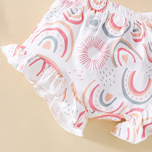 Tops Roupas Bebê Infantil Sem Manga Babados Com Nervuras Meninas Estampado Rainbow Shorts Colete Men