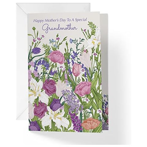 1Up Greetings Mother's Day Cards for Grandmother with Envelope - Wild Flowers | 5"x7.5" | Single Card Cover