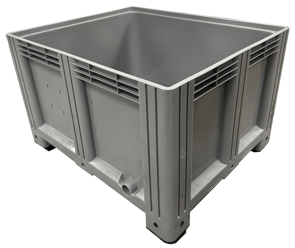 Solent Plastics Black 670 Litre Standard Size Pallet Box Dolav Bulk Industrial Bin Storage Container - 1200 X 1000 X 790Mm - 4 Feet Solid Sided Heavy Duty Dump Bin