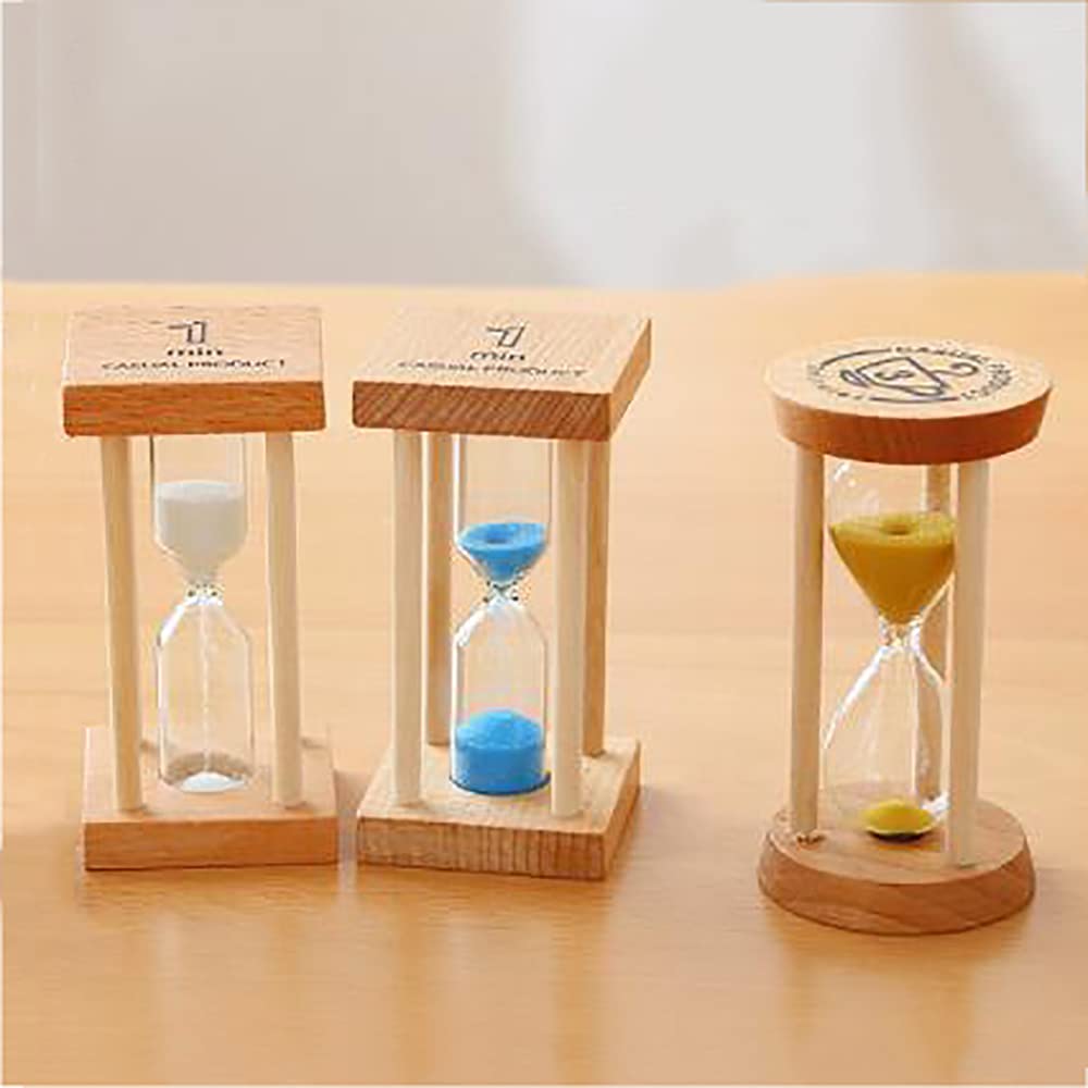 Reloj de Arena, Temporizador de Arena de Madera for niños Que se cepillan los Dientes, Temporizador de Arena de 3/5 Minutos, Asistente de gestión del Tiempo, Regalo Creativo.(Blue,3 Minutes (Round))