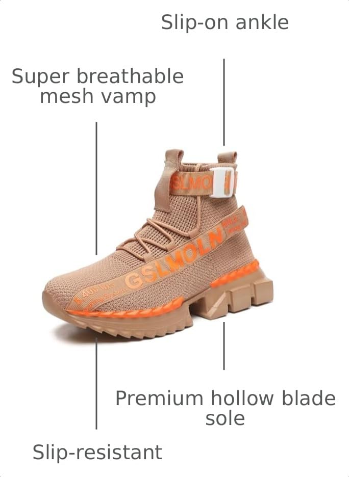 Image of Jakcuz Men's High Top Sneakers Plus Size Breathable Gym Athletic Running Walking Tennis Comfortable Fashion Platform Shoes