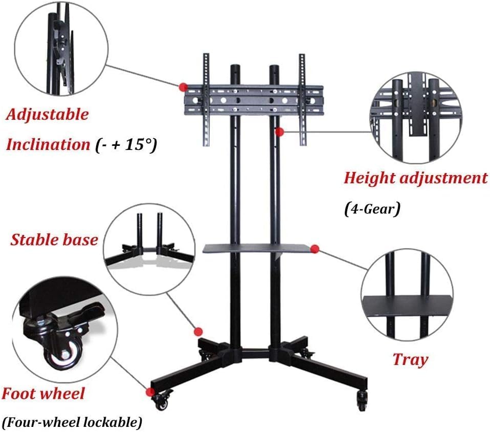Soporte móvil para TV con ruedas y bandeja ajustable miniatura 3