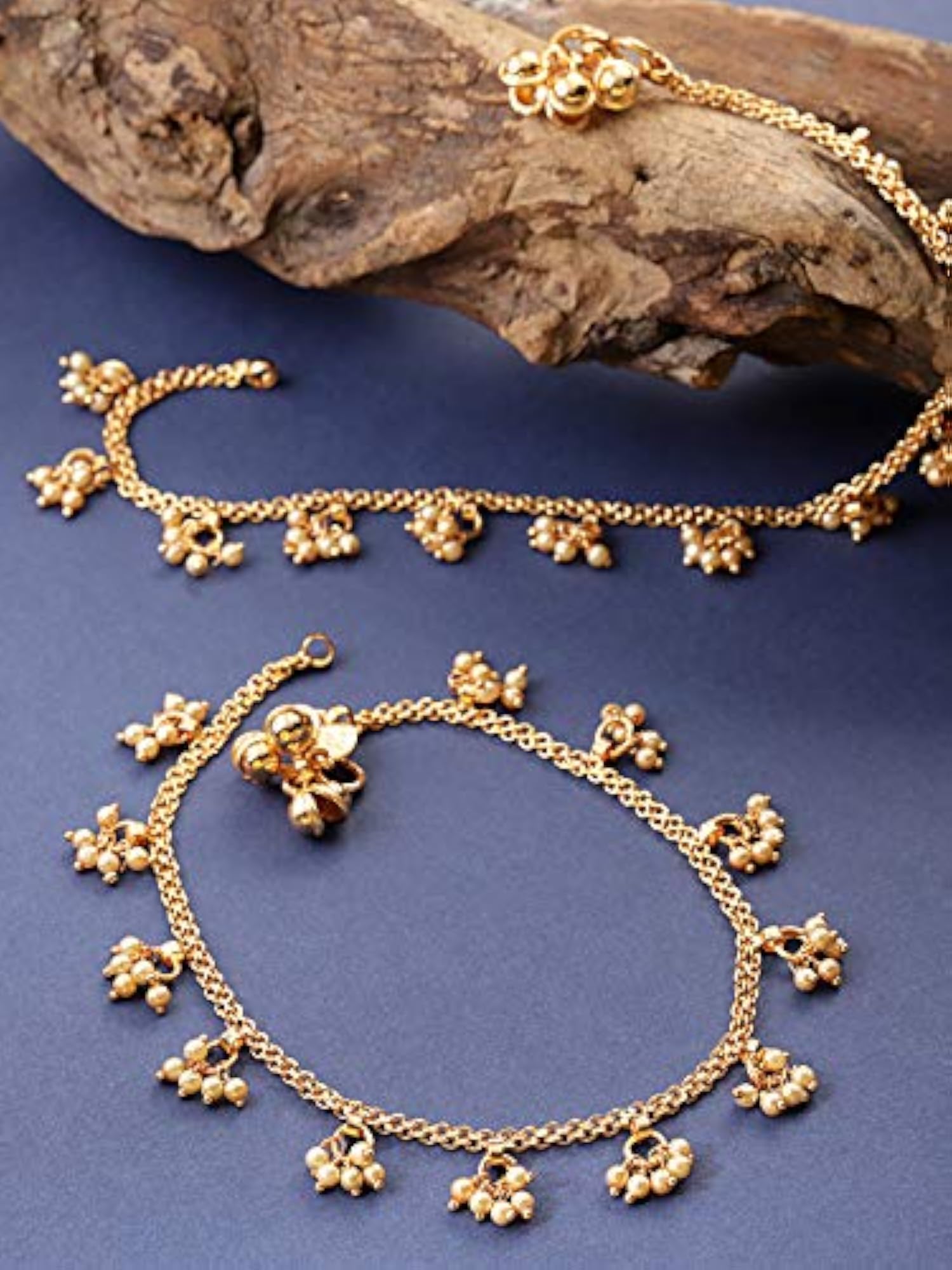 Brass Stylish Moti Anklet, Everyday Wear