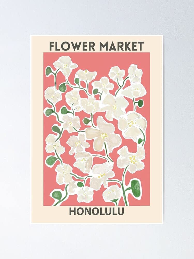 AZSTEEL Flower Market Honolulu Poster Best Gift for Mothers Day