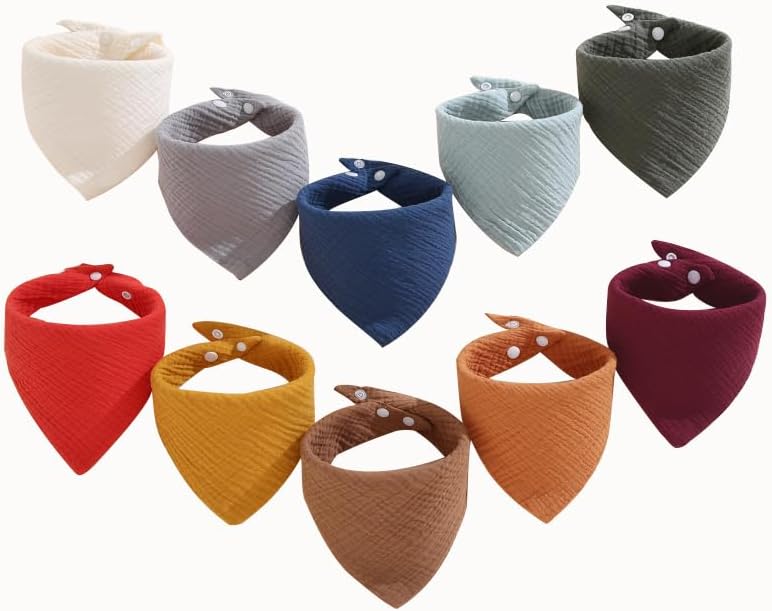 Muslin Bibs, 8 Pack Baby Bandana Drool Bibs,Extra Absorbent Soft Cotton,Baby Bib for Drooling and Teething