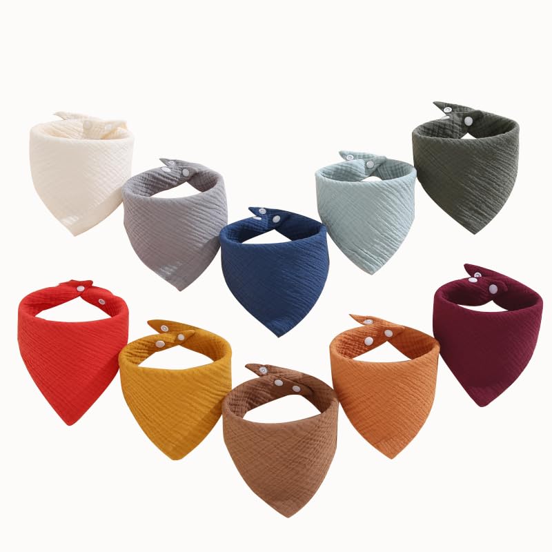 Image of PurlHaven Muslin Bibs, 8 Pack Baby Bandana Drool Bibs,Extra Absorbent Soft Cotton,Baby Bib for Drooling and Teething