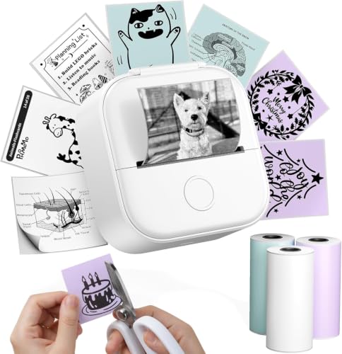 Phomemo Impresora Termica, T02 Impresora Fotos Movil, Impresora Portátil para iOS y Android, Mini Impresora para Movil sin Tinta,Mini Printer 203dpi Blanco y Negro,Impresora Bluetooth para niños