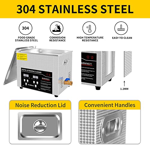 Acmesonic Professional Ultrasonic Cleaner 10L (400W Heater,240W Ultrasonic) Ultrasonic Parts Cleaner With Digital Timer And Heater For Cleaning Industrial Parts, Circuit Board, Carburetor, Watch #TOP4
