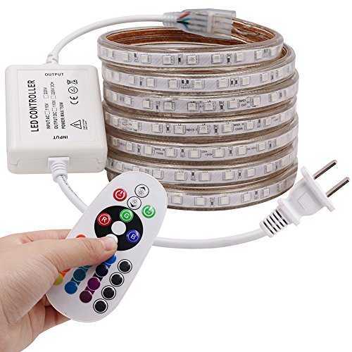 Xunata 164Ft Led Rgb Rope Strip Light, Ac 110V 3000 Units Smd 5050 Leds Remote Control Multi-Color Changing Waterproof Flexible Strip Lights For Indoor Outdoor Christmas Decoration #TOP7