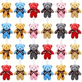 24 Packs Mini Teddy Bear Toy Plush Stuffed Bear Keychains for Kids Girls Boys, Small Stuffed Animal Bulk for Kids, Easter Basket Stuffers Carnival Prizes, School Gifts, Party Favor Goodie Bag