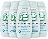 Schauma Anti-Schuppen Shampoo Classic (5x 400 ml), Haarshampoo beruhigt die Kopfhaut, Pflegeshampoo bekämpft sichtbare Schuppen ab der ersten Anwendung, mit Sofort-Pflege-Effekt