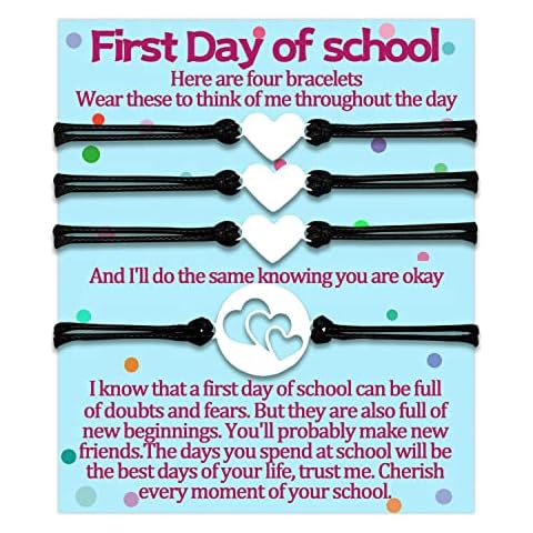 First Day at School Gifts Bracelets Mum 3 Daughter Starting School Gifts Matching Bracelet Mother and 3 Daughters Back to school Gift for Little Girls Jewellery Set for 4 Cover