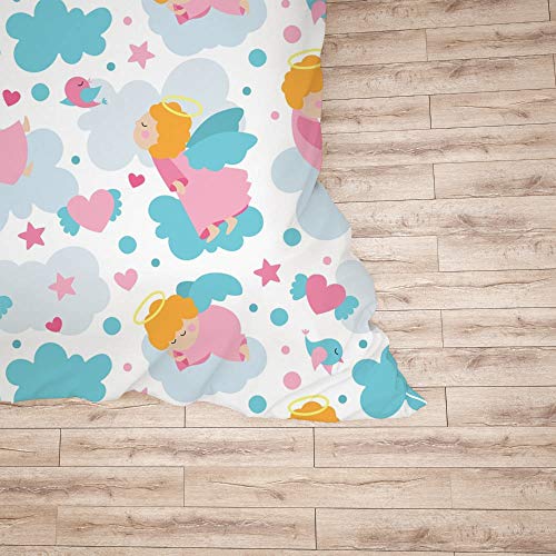 Housse de couette anges rose lit double en polyester durable avec taie d'oreiller - 6