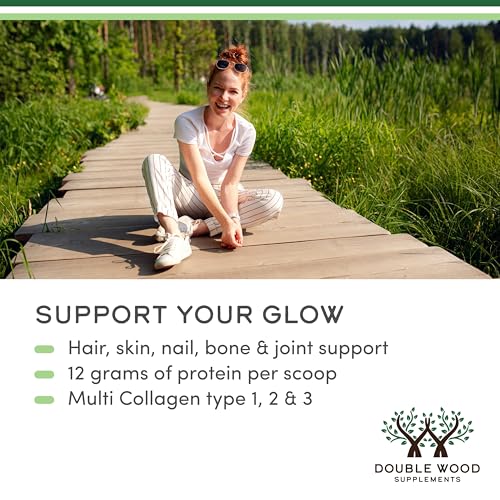 Collagen Peptides Powder - Hydrolyzed Collagen, Keto Safe - 16.08oz - Multi Type 1, 2, and 3 (Grass Fed Bovine Source)(Colageno Hidrolizado) Collagen Supplements for Women and Men by Double Wood