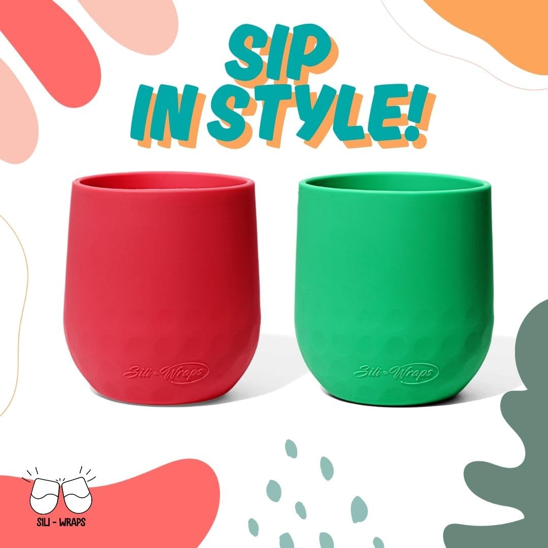 Copas de vino de silicona irrompibles, juego de 4, sin BPA, espirales (Tucan)